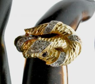 Philippe Trifari Garden Of Eden Snake Figural Ring Adjustable Sz 5.  5 - 7