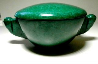 Vintage Branchell Color Flyte Melmac Hunter Green Sugar Bowl With Lid Art Deco