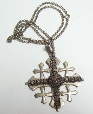 Vintage Sterling Jerusalem Crusaders Cross Necklace