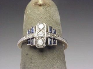 14k White Gold Fn Antique 1.  50ct Round Cut Diamond 3 Stone Vintage Art Deco Ring