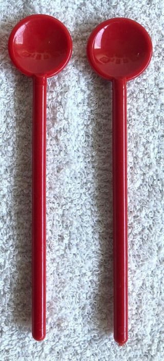 Vintage Bodum Swiss Made Red Plastic 2 Spoons 5.  5 "