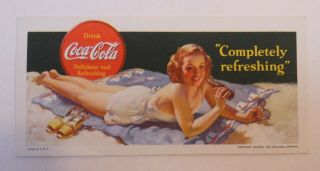 Vintage Coca Cola 1942 Blotter " Completely Refreshing ".