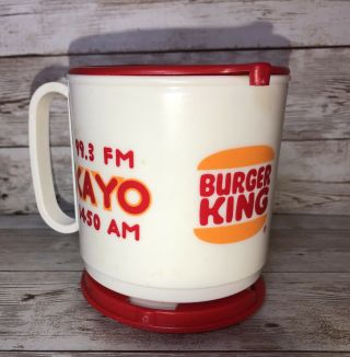 Vintage Burger King Travel Mug Stick On Dash Kayo 1450 Am