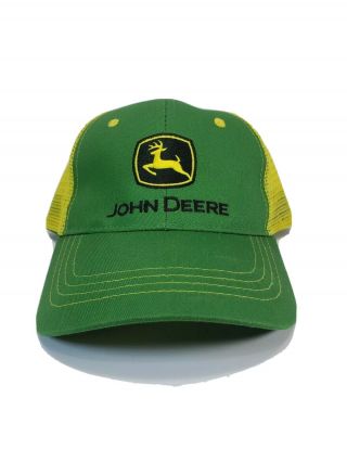 John Deere Baseball Cap Green/ Yellow Mesh Like Strap Back