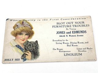 Victorian Advertising Trade Card Holly 1635 Jones Edmunds Furniture Black Cat 2