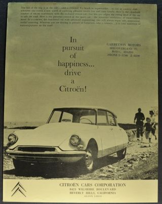 1964 Citroen Sales Brochure Sheet Ds 19 Id 19 Sedan 64