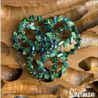 Sherman “lacy Wreath” Brooch Peridot/tourmaline/emerald Ab.  Glows.