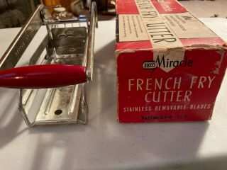 Vtg Ecko Miracle T - 5 French Fry Cutter Stainless Steel W/box Red Wooden Handle