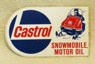 Vintage - Old - Stock " Castrol Snowmobile Motor Oil " W/sled Sticker - Fun