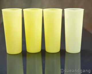 Set Of 4 Vintage Tupperware Yellow Nesting Tumblers Drinking Cups 107 16 Oz.