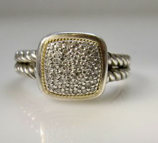 Effy Pave Diamond Ring 18k Yellow Gold Sterling Silver Estate
