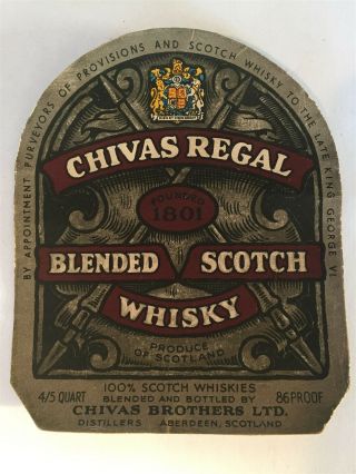 Chivas Regal Scotch Whisky Whiskey Bottle Label L5