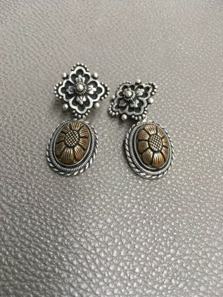 Stephen Dweck Bronze Sterling Silver Flower Clip Earrings