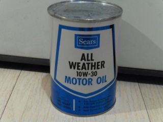 Nos Vintage Sears All Weather Full Metal Quart Oil Can
