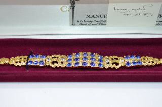 Camrose And Kross Jacqueline Kennedy Jbk Blue Rhinestone Chain Link Bracelet