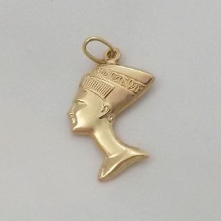 14k Yellow Gold Egyptian Goddess Nefertiti Charm Pendant