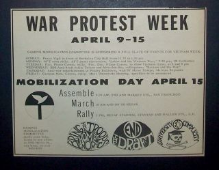 U Cal Berkeley Anti Vietnam War Protest March & Rally 1967 Small Poster Type Ad