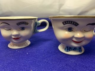 Baileys Irish Cream Yum (2) Cups Winking Eye Face Mr & Mrs Coffee Mugs Tea Cups