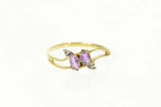 14k Marquise Amethyst Diamond Accent Bypass Ring Size 8.  25 Yellow Gold 64