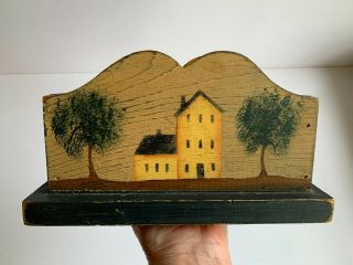 Rustic Primitive Country Wood Hand Painted Folk Art Napkin Holder Buy It Now