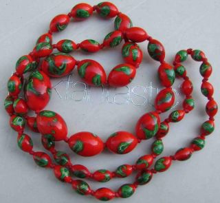 Art Deco Venetian Matched Millefiori Stretched Cane Glass Beads Necklace