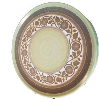4 Lenox Ware Plastic Dinner Plates 10 " Green Floral Retro Pattern Speckled