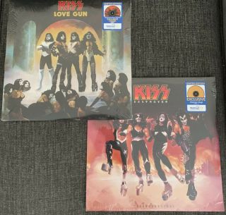 Kiss Love Gun & Destroyer Orange Splatter Vinyl Walmart Ltd Ed.  Tangerine