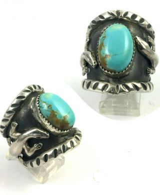 Large Thick Southwestern Sterling Silver Turquoise Hand Made Men 