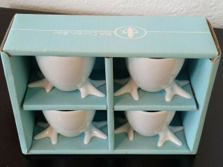 Set of 4 BIA Cordon Bleu White China Chicken Feet Egg Cups Holiday Home Easter 3