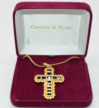 Camrose And Kross Jacqueline Kennedy Jbk Green Rhinestone Cross Crucifix
