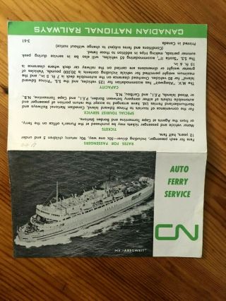 1961 Cn Canadian National Railway Ferry Schedule Prince Edward Island Abegweit