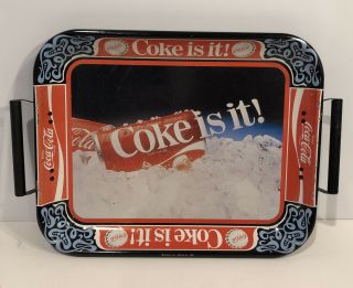 1982 “coke Is It” Metal Coca Cola Serving Tray With Handles