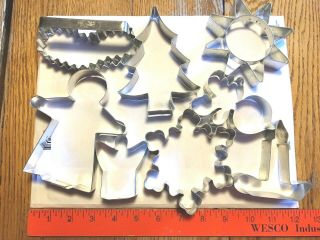 Metal Cookie Cutters,  Large Xmas Set Of 8,  5 In.  & 4 In.  Tall,  1 In.  Depth,  Unique