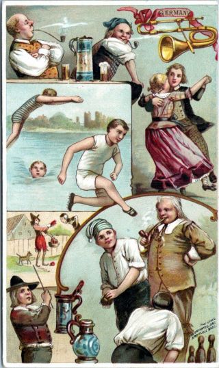 1893 Arbuckle Coffee Germany Sports And Pastimes No.  7 Victorian Trade Card