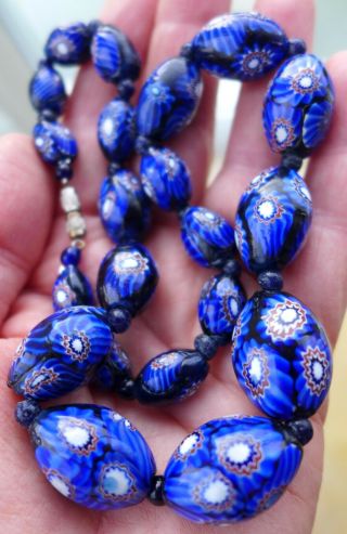 Attractive,  Chunky,  Vintage Venetian Matched Millefiori Glass Bead Necklace