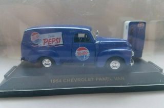 Vintage Die Cast Road Champs 4 " Blue 1954 Chevrolet Panel Van Pepsi Cola In Case