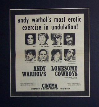 Andy Warhol Lonesome Cowboys 1969 Small X - Rated Movie Ad (joe Dallesandro,  Viva)