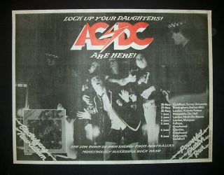 Ac/dc High Voltage,  Uk Tour 1976 Poster Type Ad,  Promo Advert