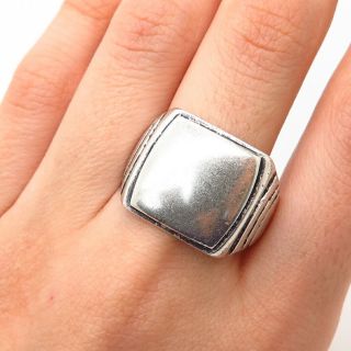 925 Sterling Silver Vintage Solid Classic Signet Ring Size 10 1/4