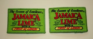 Set Of 2 Rare Vintage Jamaica Lime Soda With Lemon Cloth Patch 1970s Nos
