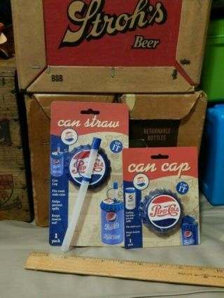 Pepsi - Cola {lot Of 2} Soda Pop Can Cap/straw,  Cap Nos 2015 " Drink Saver "