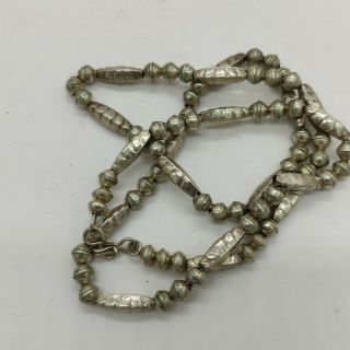 Vintage Native American Navajo Sterling Silver Bench Bead Necklace