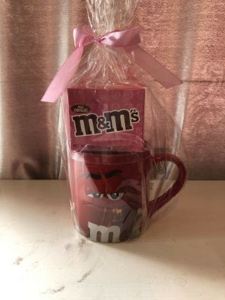 M&m Red Character Ceramic Mug Gift Set With Milk Chocolate.
