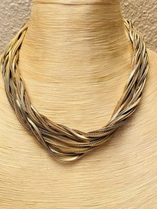 Vtg Couture Gold Mesh Braided Necklace Signed Grosse Germany 1969 Dior