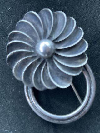 Rare Georg Jensen Sterling Silver Flower Pin Brooch Hand Wrought Estate Find