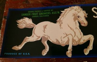25 WHITE HORSE GRAPE CRATE LABELS VINTAGE 1940s SANGER,  CALIFORNIA stallion 2