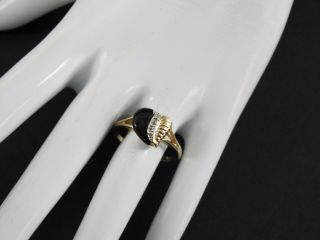 Vintage Ring Art Deco Diamonds Onyx Solid 10k Yellow Gold 2.  6 Gm Fine Cocktail 9