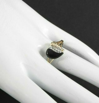 Vintage Ring Art Deco Diamonds Onyx Solid 10K Yellow Gold 2.  6 Gm Fine Cocktail 9 3