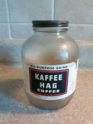 Kaffee Hag Coffee Jar/paper Label General Foods