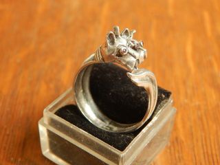 Vintage Scotty Dogs With Ruby Eyes Artist Made Sterling Silver Ring Sz 7.  75 3